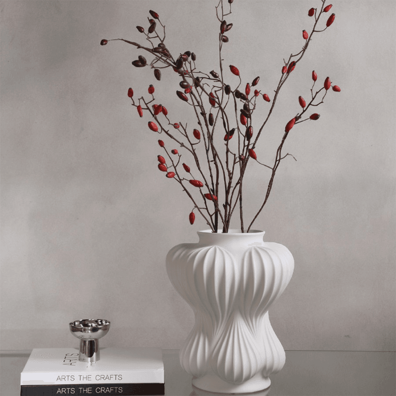 Vaza Hanson AD-3951W bijela sa cvećem