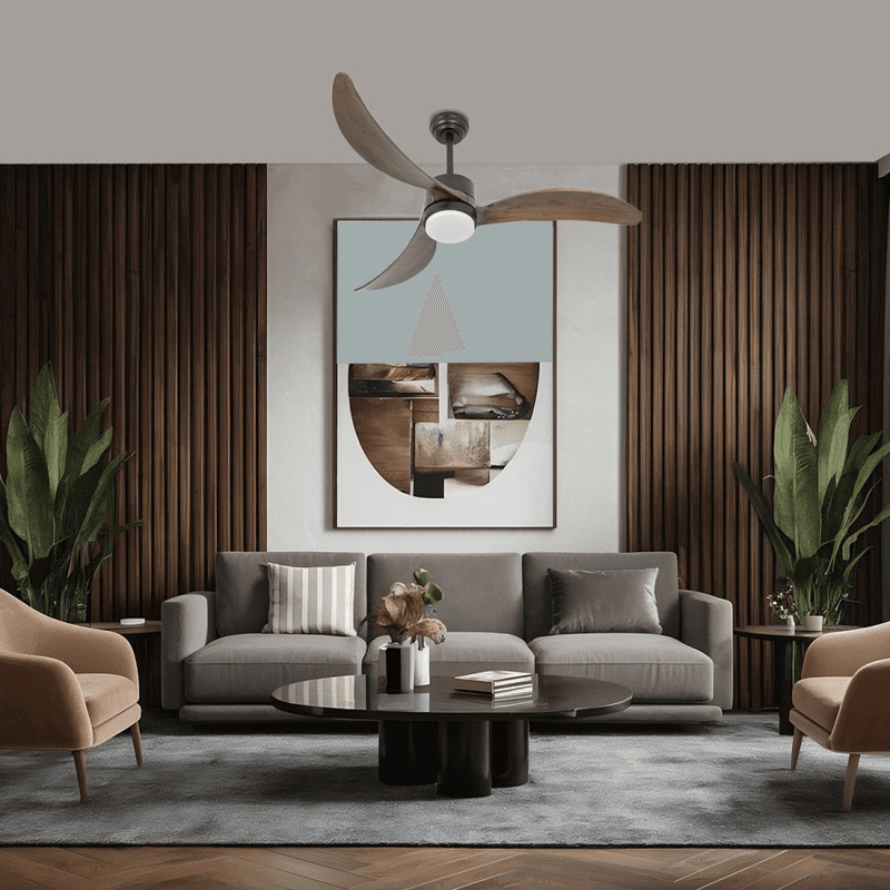 Luster LED sa ventilatorom Fring ML-191026 tamno drvo u dnevnoj sobi